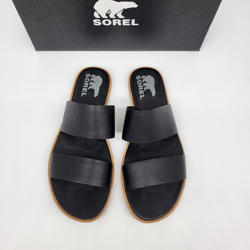 Sorel Black Ella II Suede Women's Sandal - Picture 4 of 6